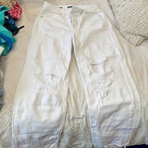 White high rise straight leg jeans